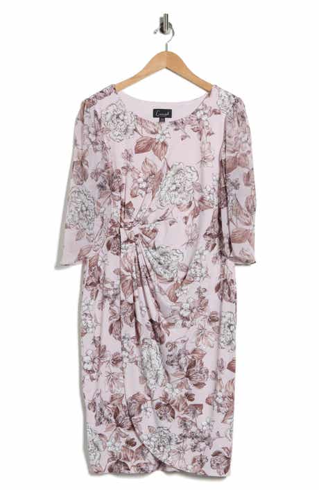 Connected Apparel Cape Sleeve Faux Wrap Dress