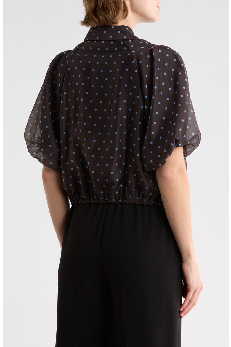 Bubble Sleeve Top, Alternate, color, CHOCOLATE/ BLUE DOT