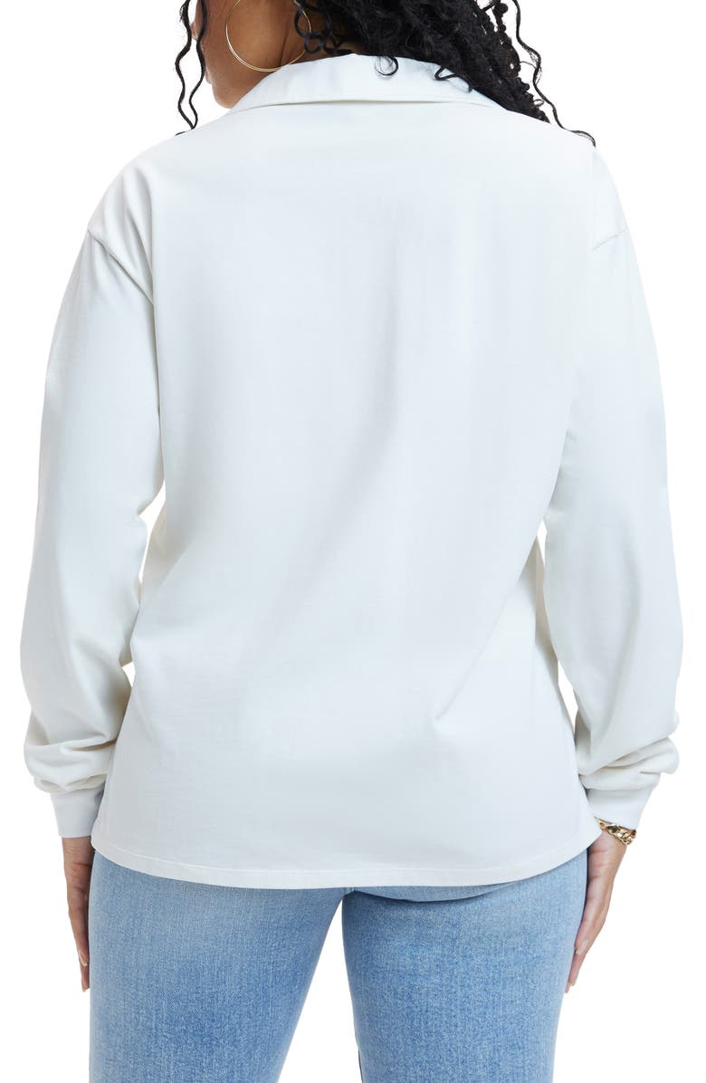 Good American Rugby Long Sleeve Polo Shirt, Alternate, color,