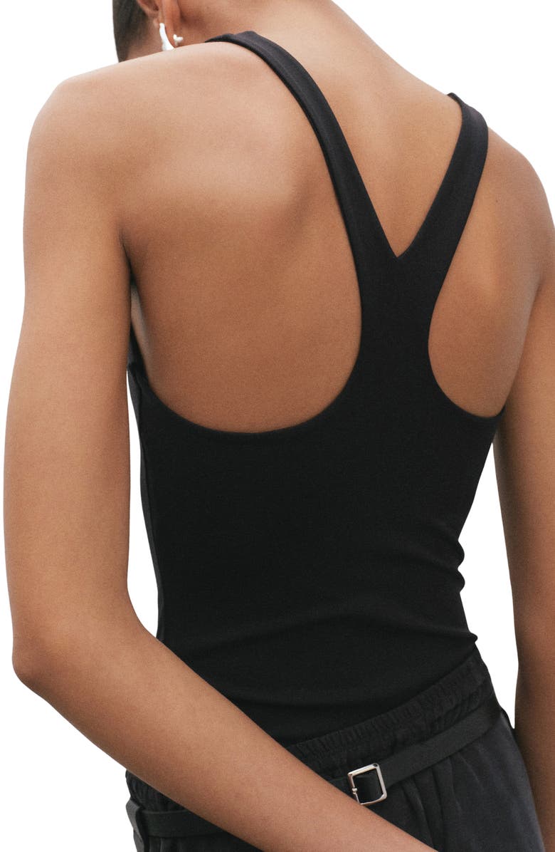 MANGO Open Back Fitted Bodysuit, Alternate, color, Black