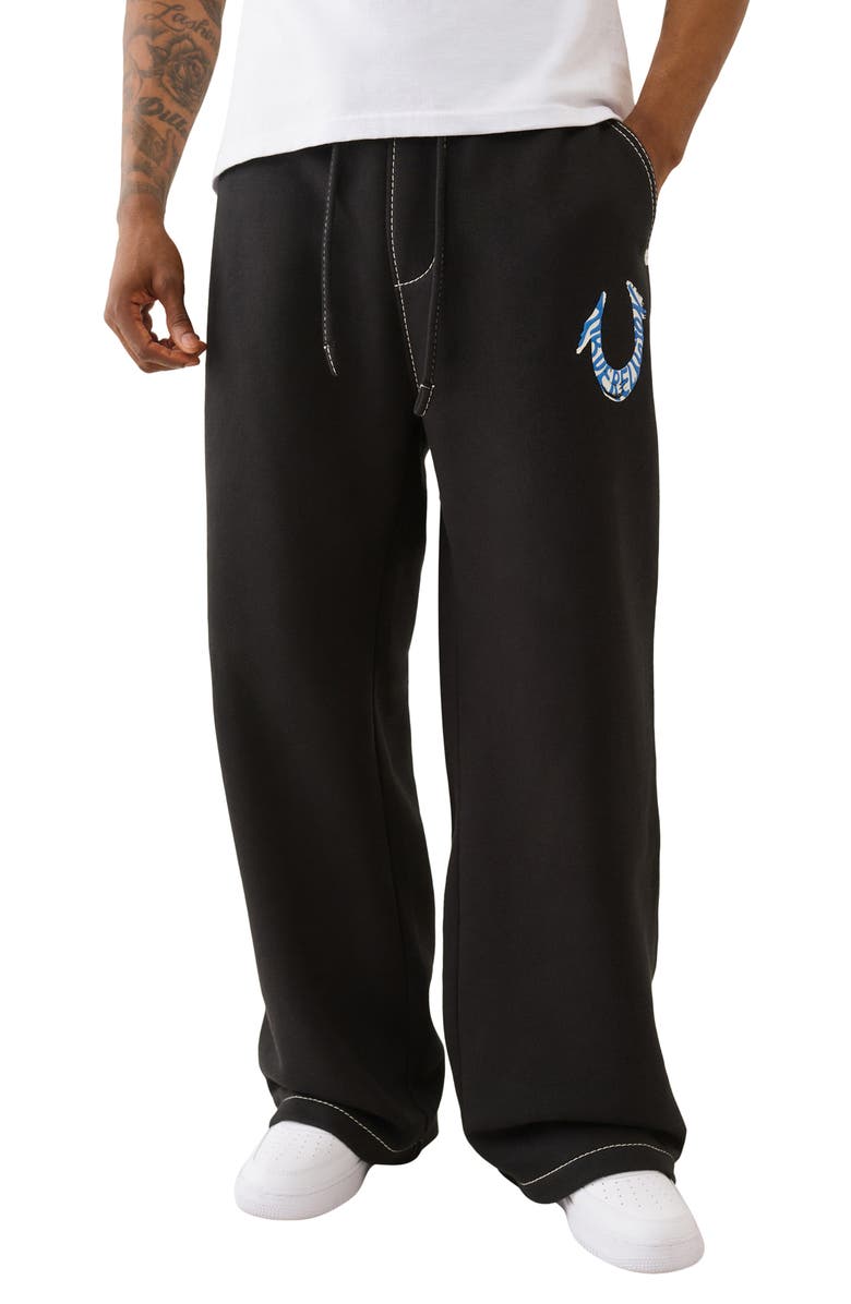 True Religion Painted Horseshoe Baggy Big T Sweatpants, Main, color, Jet Black