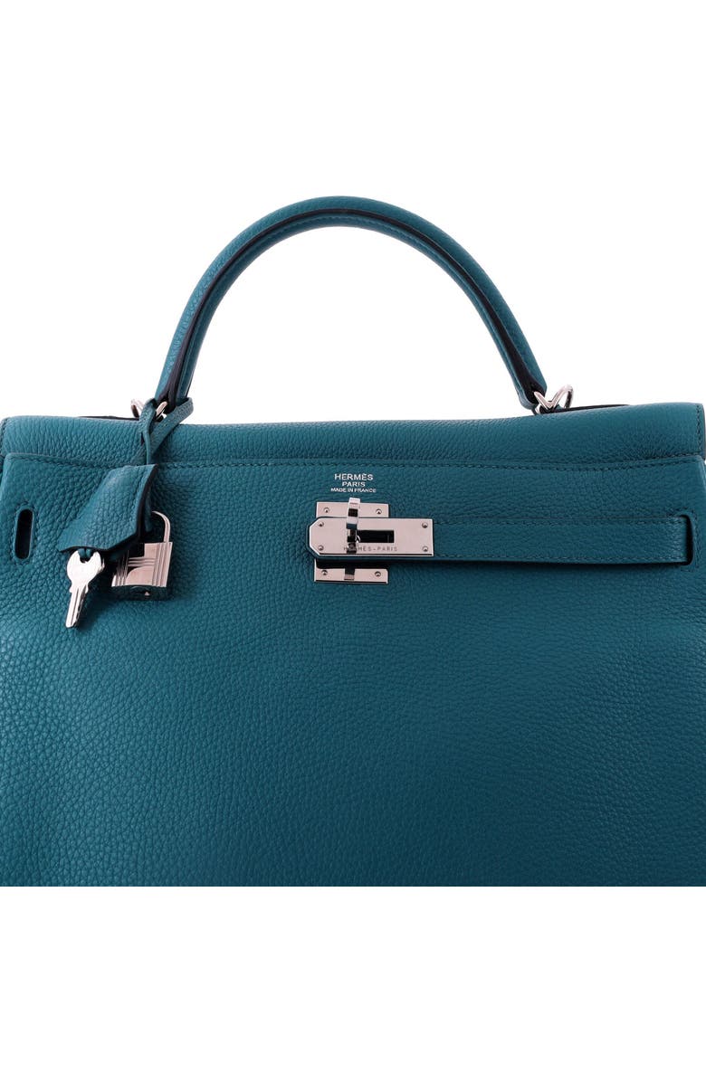 Pre-Owned Hermes Kelly Handbag Blue Togo with Palladium Hardware 32, Alternate, color, Bleu Izmir
