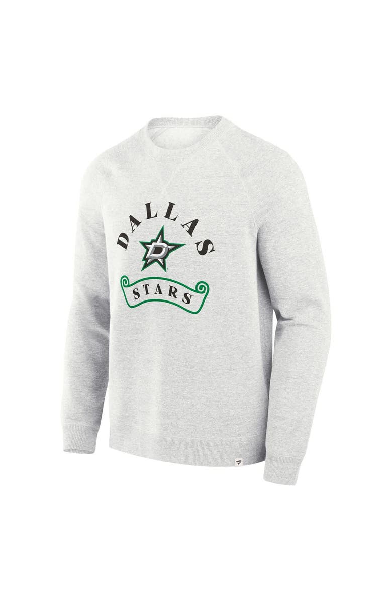 FANATICS Men's Fanatics Heather Gray Dallas Stars Banner Fleece Raglan Pullover Sweatshirt, Alternate, color, 
