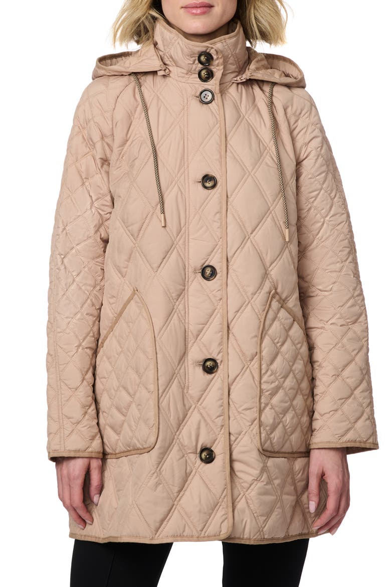 Diamond Quilted Hooded Liner Jacket, Main, color, TAUPE