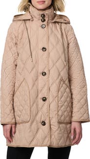 Bernardo Diamond Quilted Hooded Liner Jacket