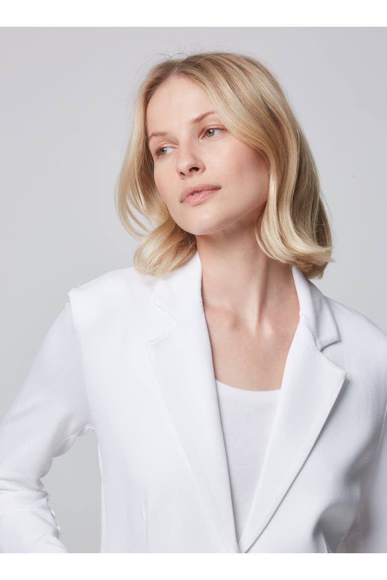 French Terry Looped One-Button Blazer, Alternate, color, BLANC