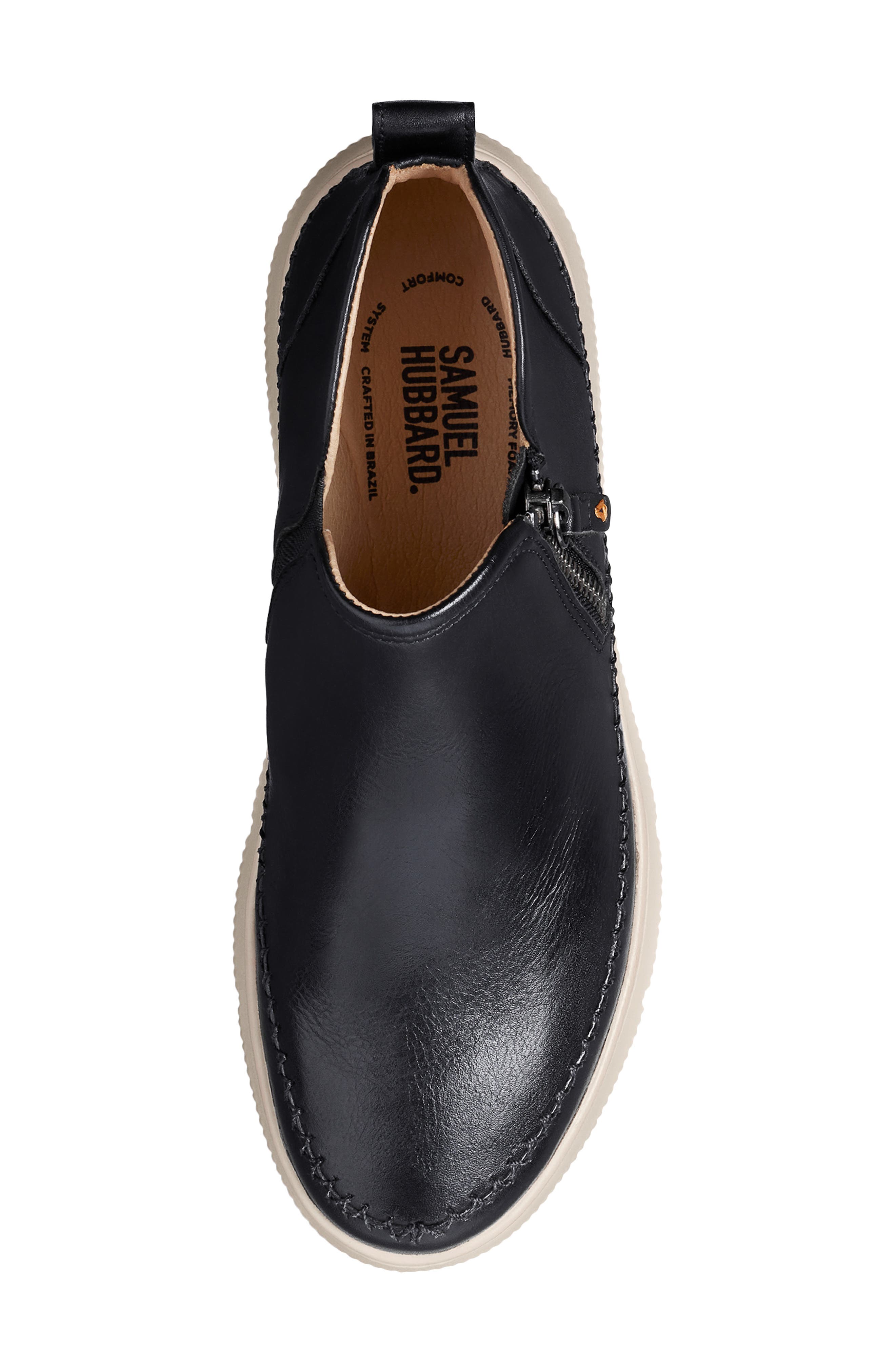 Samuel Hubbard Featherlight Laguna Zip Sneaker, Alternate, color, Black Leather