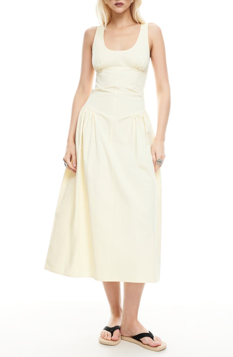 LIONESS Luna Rosa Sleeveless Midi Dress, Main, color, Butter