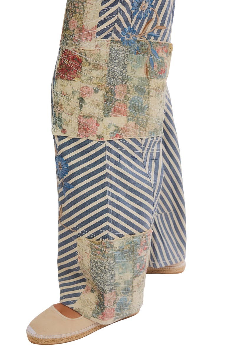 Free People Runyon High Waist Patch Detail Stripe Cotton Pants, Alternate, color, West Ridge