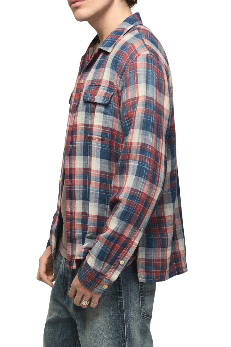 Plaid Double Gauze Shirt, Alternate, color, RED PLAID