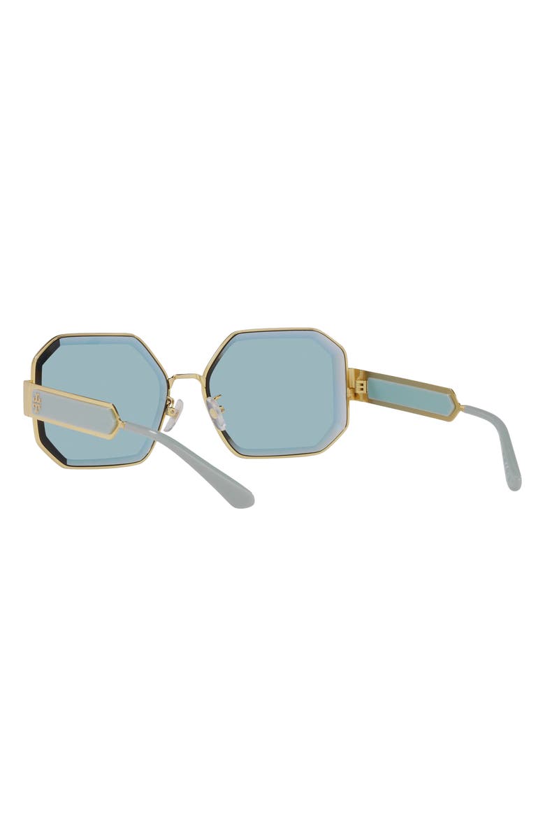 Tory Burch 60mm Tinted Geometric Sunglasses, Alternate, color, Azure