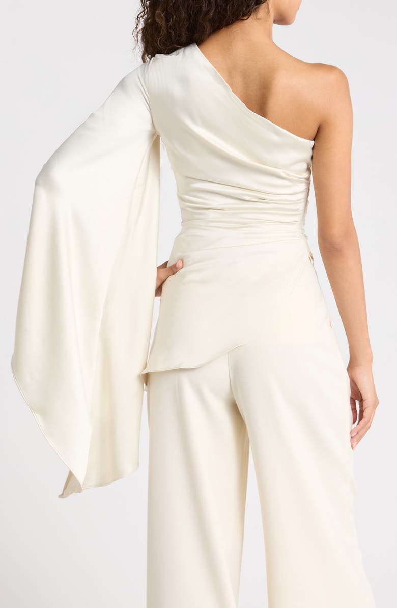 HOUSE OF CB Nicolette Satin One Sleeve Top, Alternate, color, Ivory