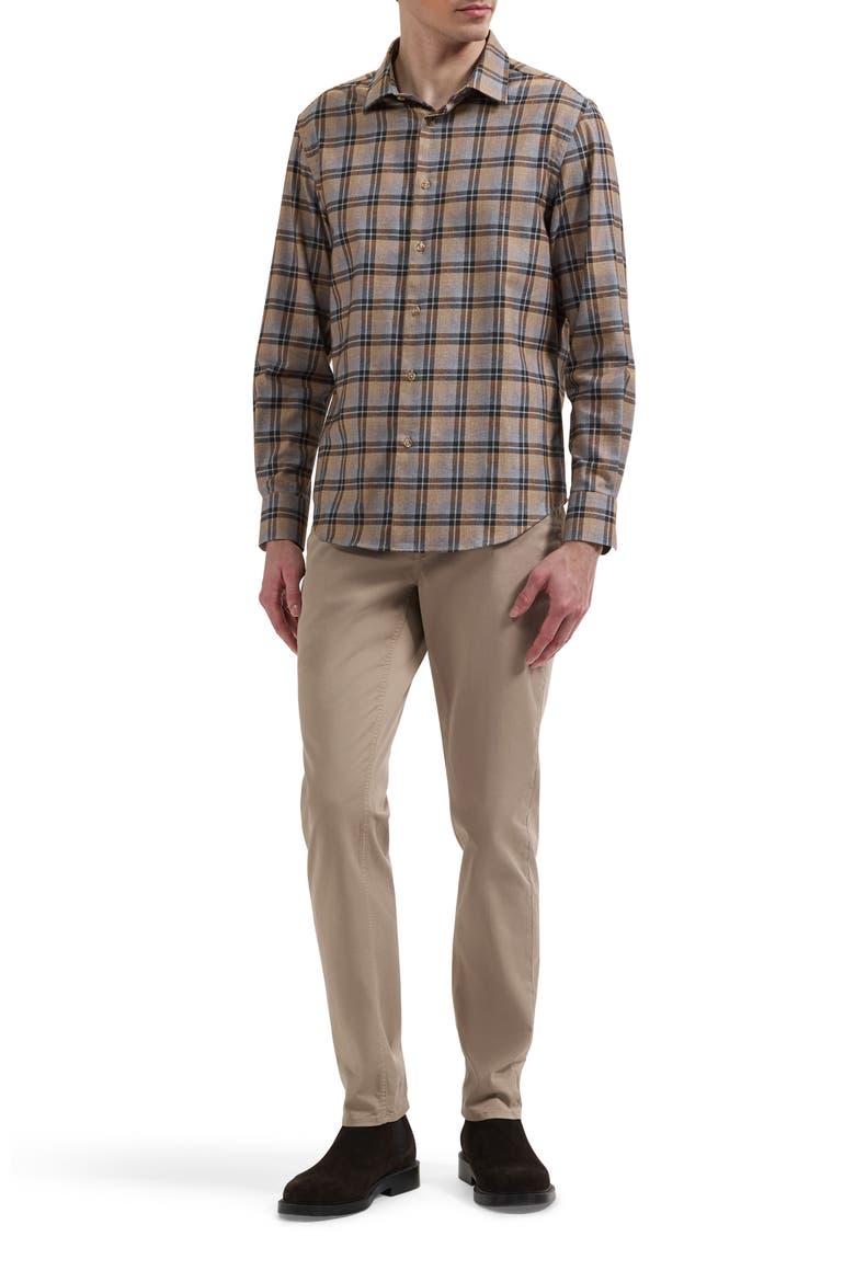 Julian Plaid Cotton Button Up Shirt, Alternate, color, CAMEL