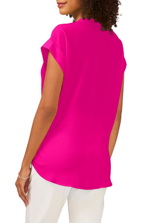 Chaus Split Neck Georgette Blouse In Pink