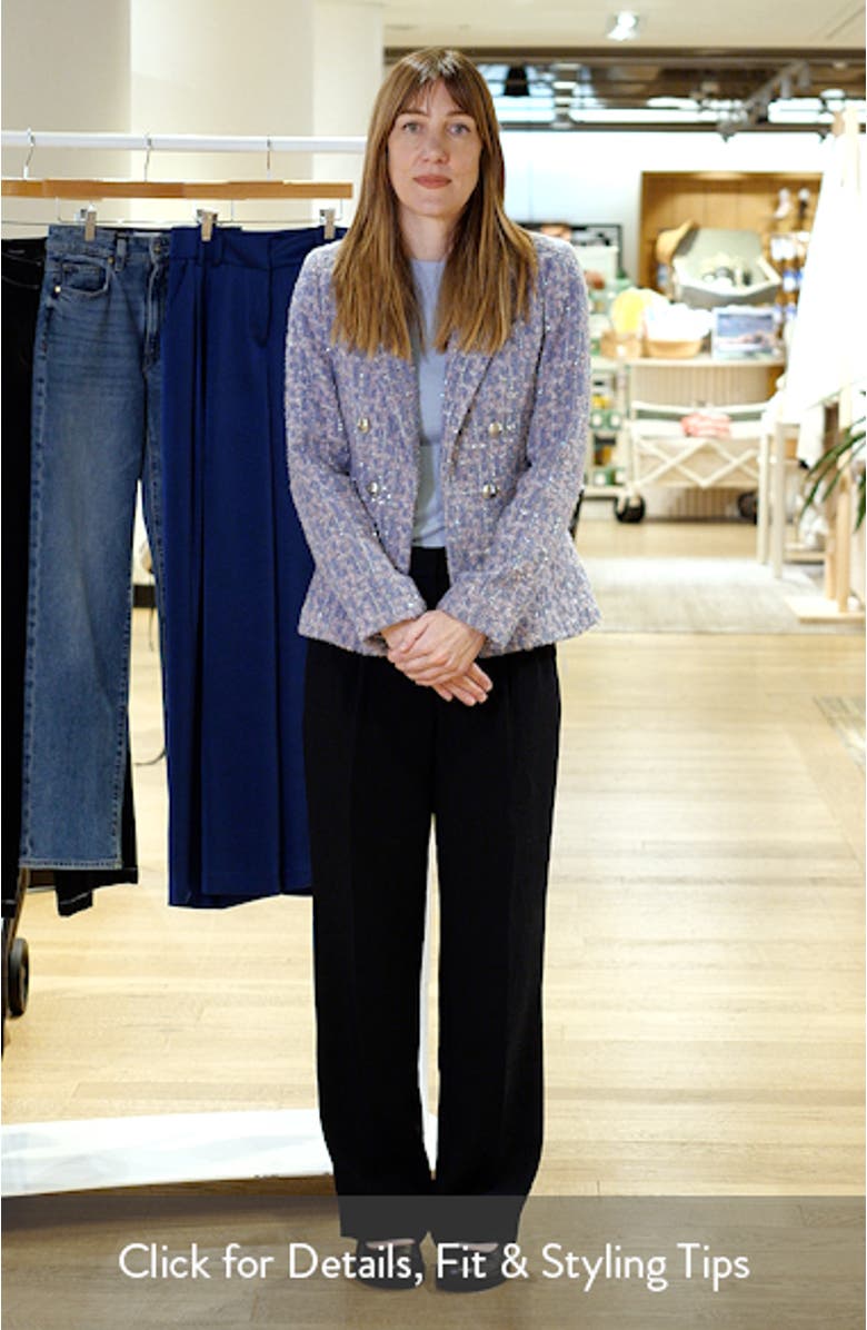 Metallic Faux Double Breasted Tweed Jacket, sales video thumbnail