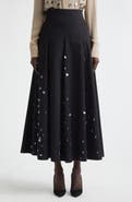 Lela Rose Paillette Cotton Poplin Godet Skirt