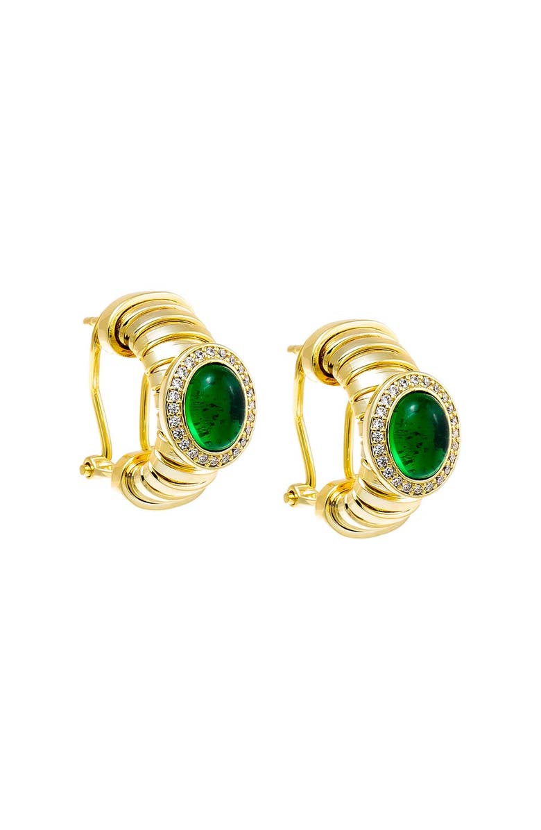 BY ADINA EDEN Pave Colored Stone Open Hoop Earring, Main, color, 