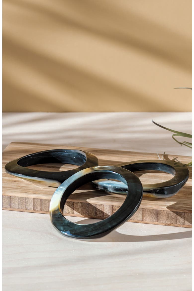 Mother-of-Pearl Bangle Bracelet, Alternate, color, Black