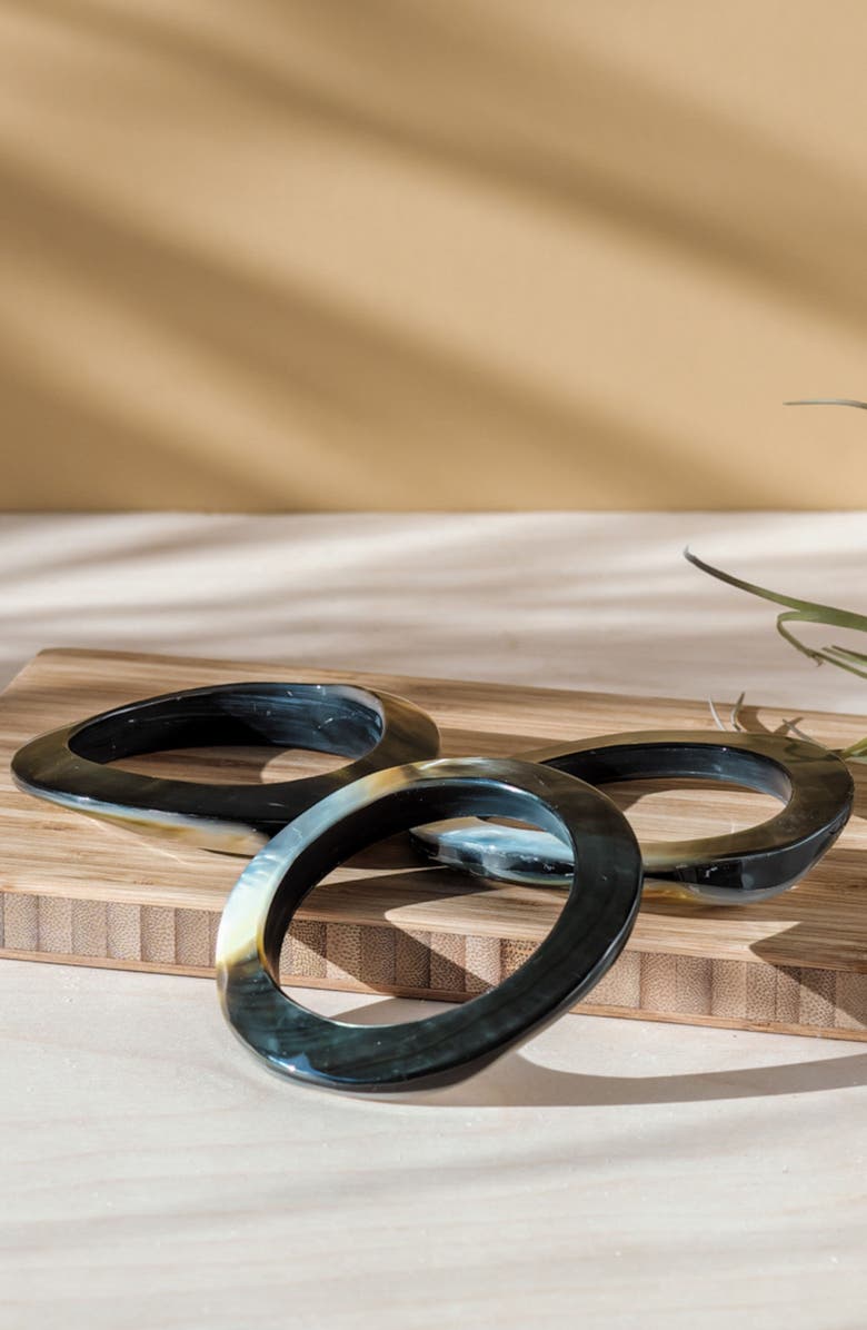 LIKHA Mother-of-Pearl Bangle Bracelet, Alternate, color, Black