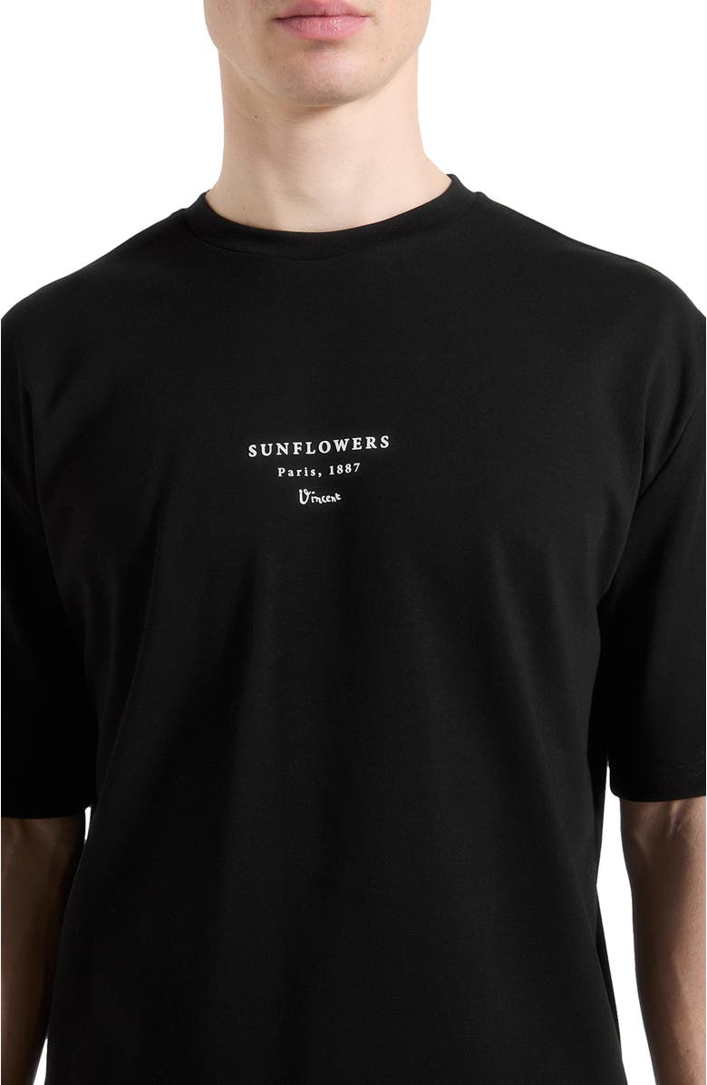 Manière De Voir Sunflowers Van Gogh Cotton T-Shirt, Alternate, color, Black