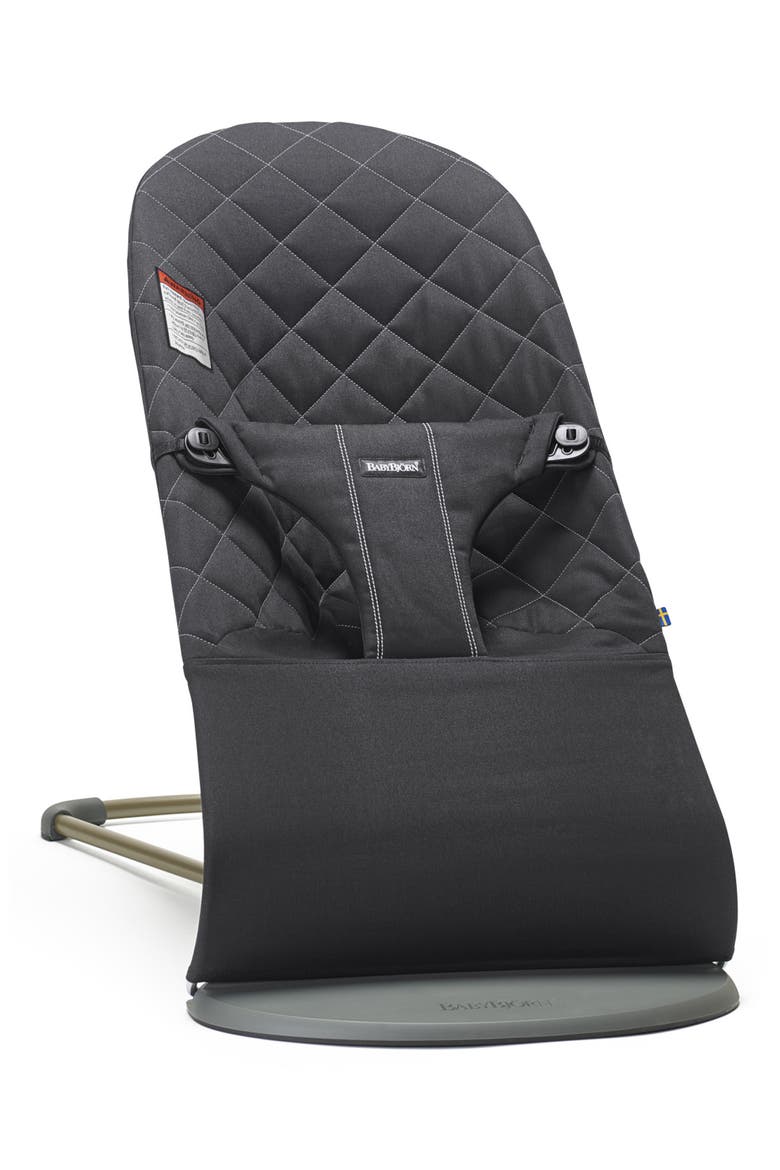 Bouncer Bliss Convertible Quilted Baby Bouncer, Main, color, BLACK