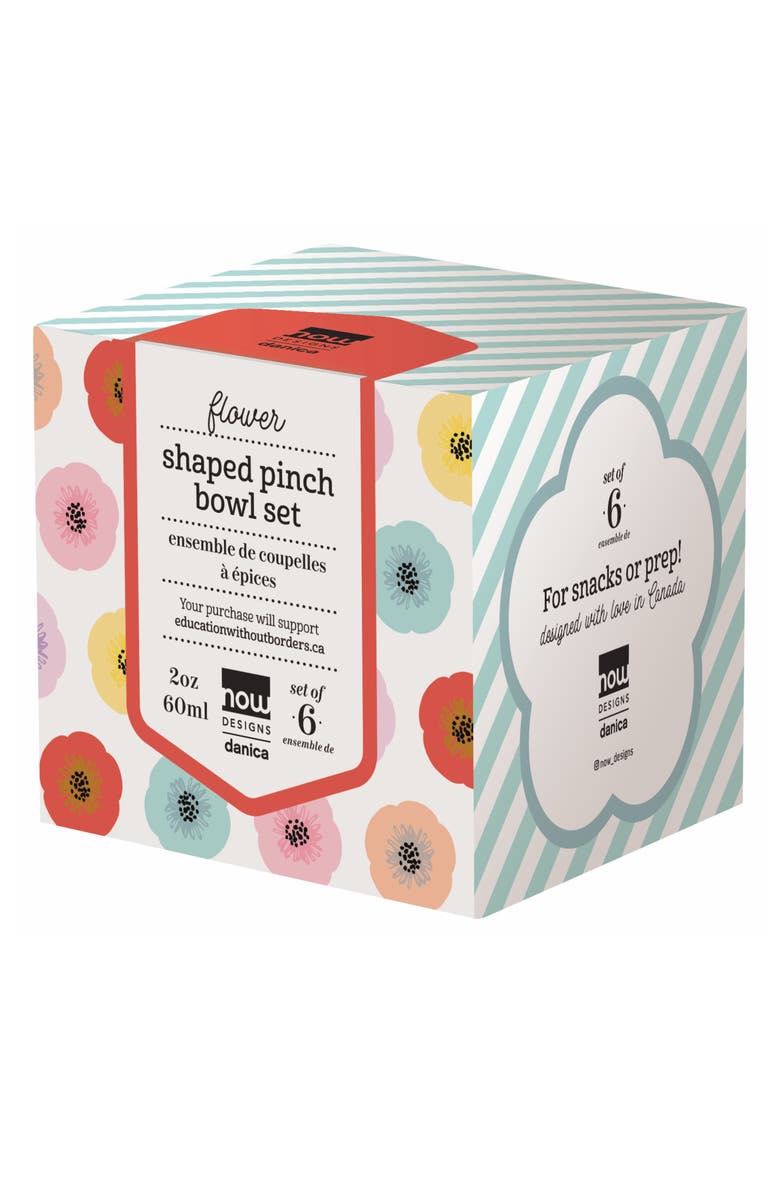 Now Designs Set of 6 Assorted Flower Shaped Pinch Bowls, Alternate, color, Pink Multi