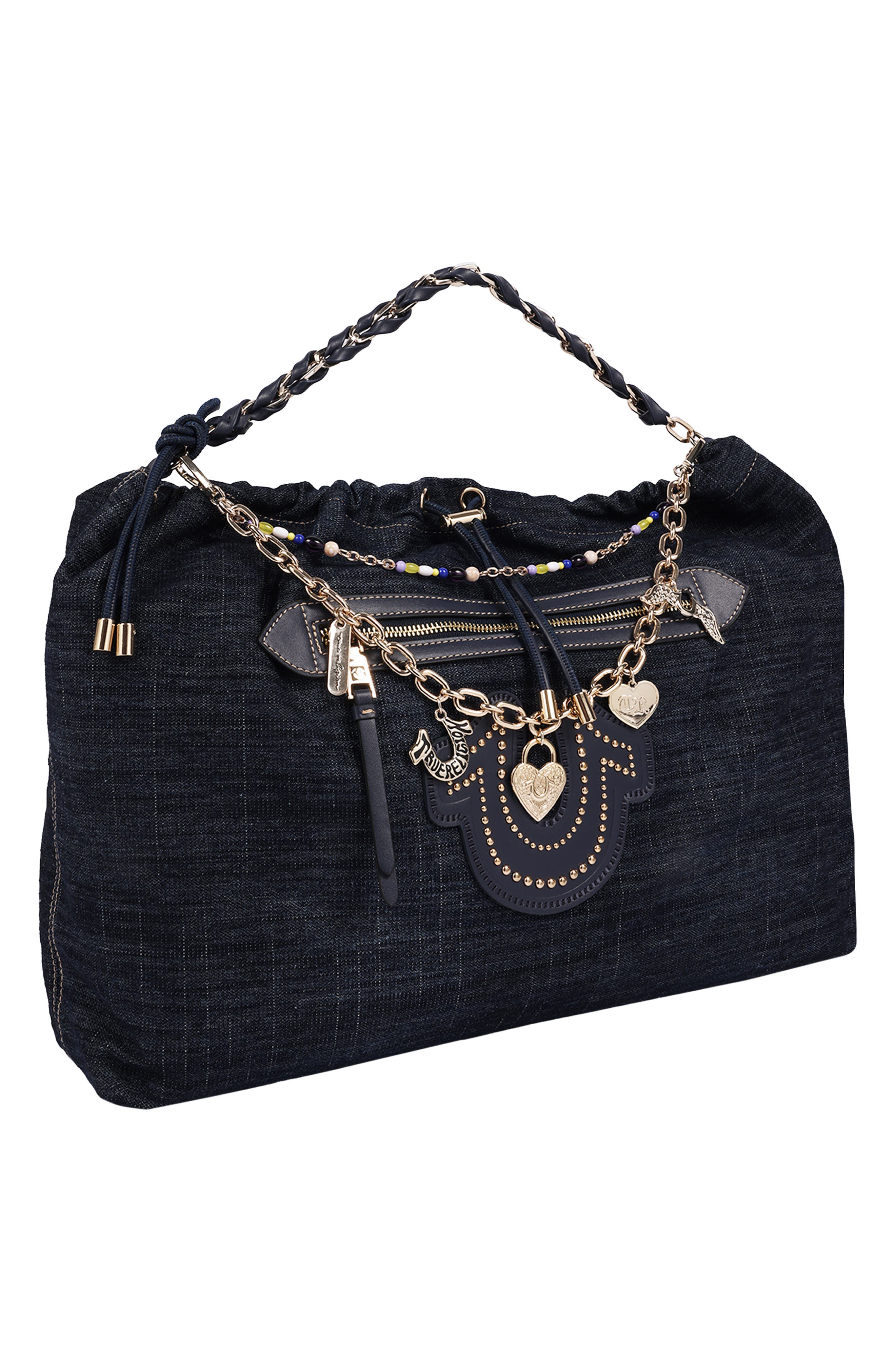 Vintage Chain Denim Hobo, Alternate, color, DARK DENIM