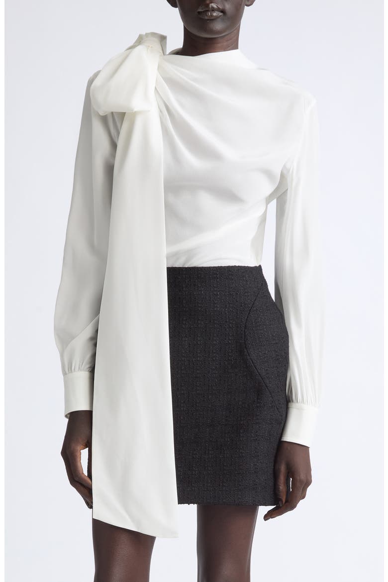 Silk Top with Shoulder Sash, Main, color, LIGHT IVORY