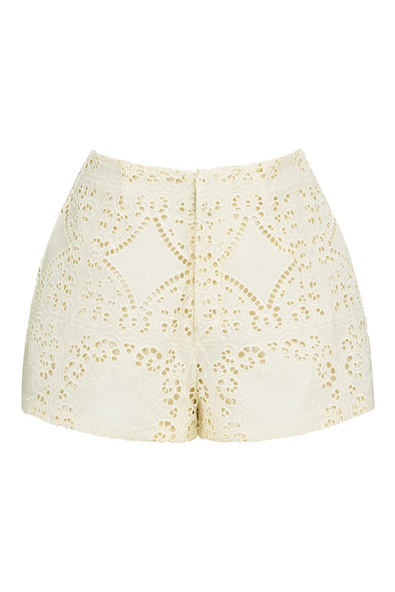 Eman Broderie Anglaise Cotton Shorts, Alternate, color, WHITE