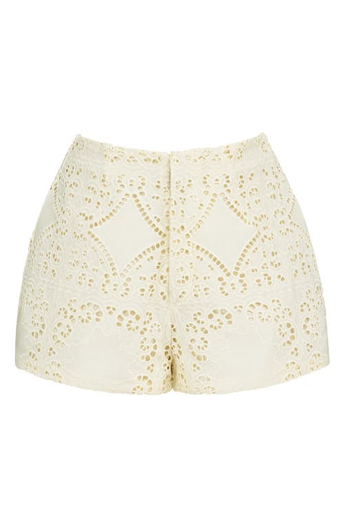 House Of Cb Eman Broderie Anglaise Cotton Shorts In Neutral