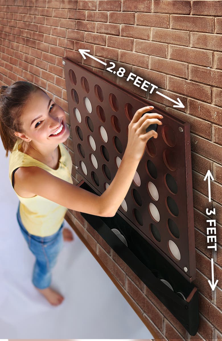 Swooc Games Wall Mounted Giant 4 In A Row Game, Alternate, color, Brown