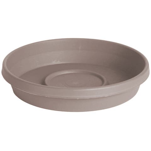 Terra 17 Inch Resin Saucer, Pebble Stone Beige, Durable Round Flowerpot Tray