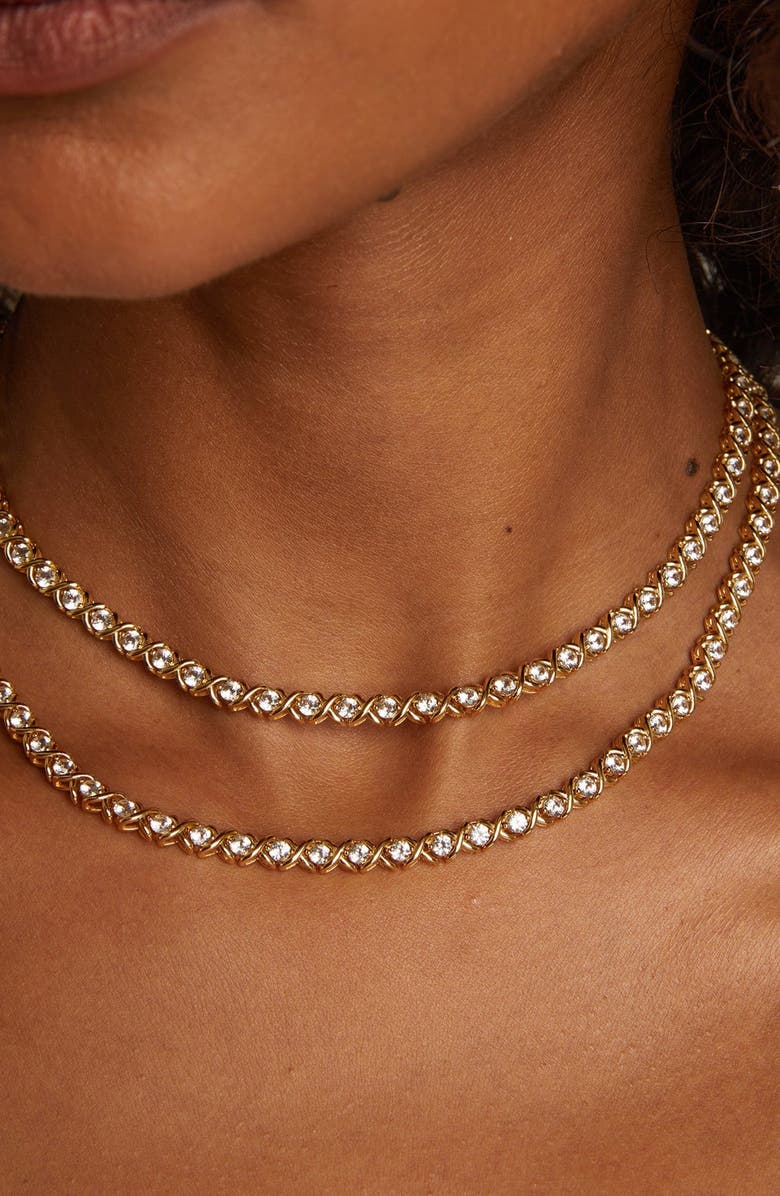 Aurate New York X Estate Lab-Grown Sapphire Tennis Necklace, Alternate, color, Gold