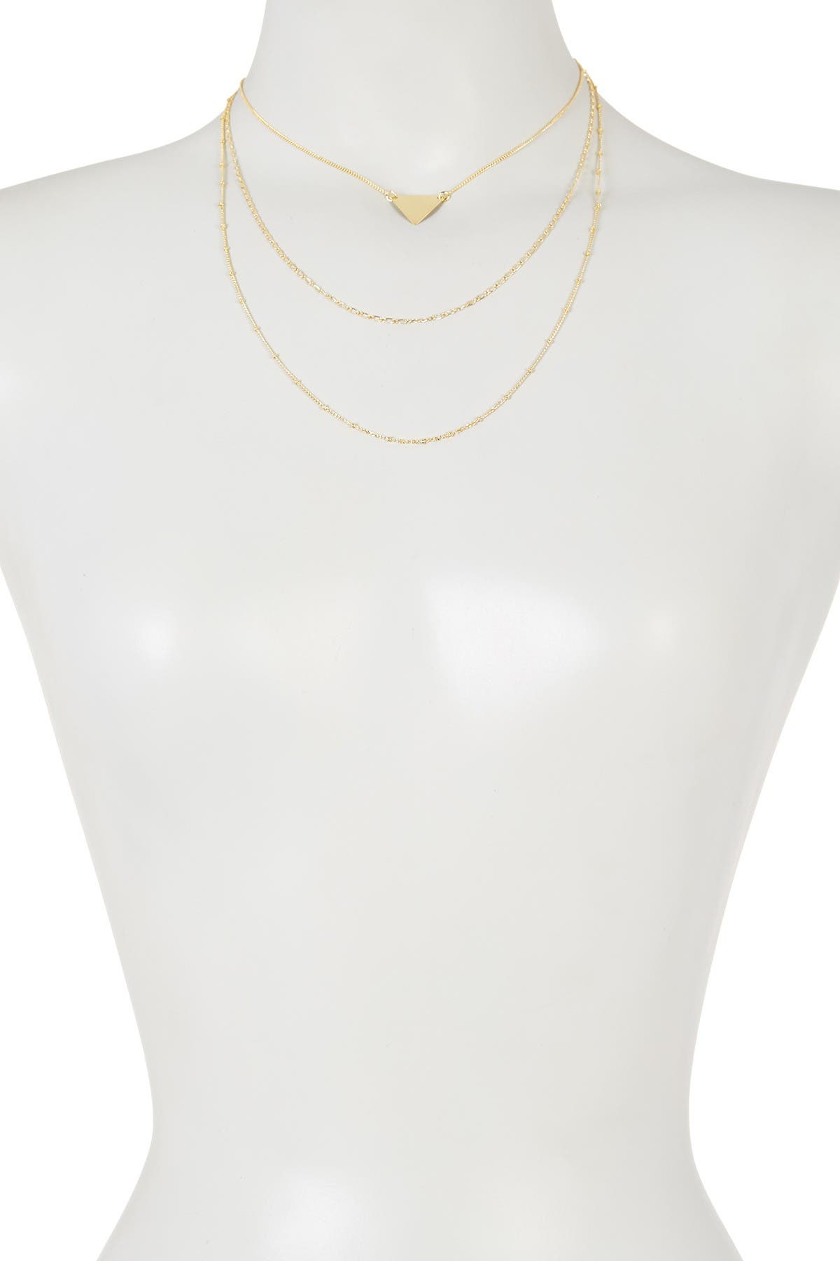 Sterling Forever Triple Chain Layered Triangle Necklace (Women ...