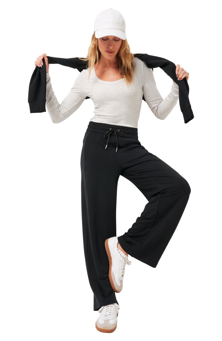 TravisMathew Cloud French Terry Wide Leg Pants, Alternate, color, Black