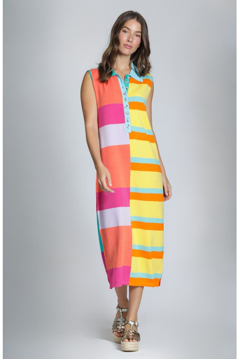 Stripe Polo Dress, Alternate, color, YELLOWPINK MULTI