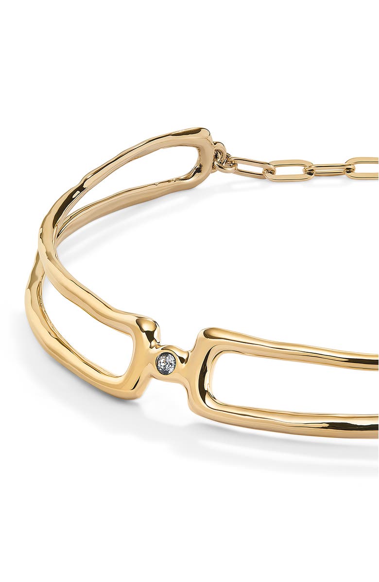 UNODE50 Choker Necklace With White Topaz, Alternate, color, Gold