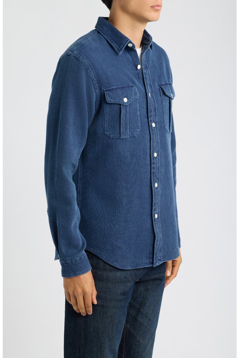 Classic Fit Button-Up Linen Work Shirt, Alternate, color, 7298 INDIGO WAFFLE