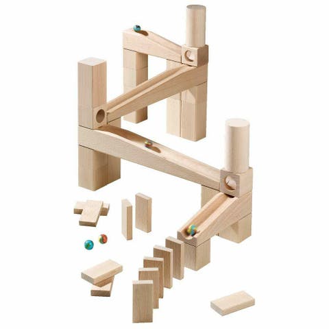 Wooden Marble Run Ball Track Building Set for 3-10 Year Olds, STEM Toy with 44-Piece Wooden Track and Marbles, Montessori Toys for 3-5 Year Olds