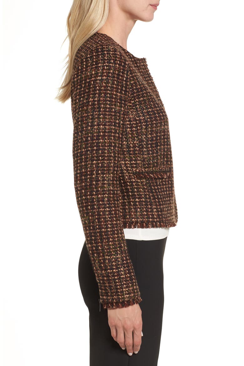 Crop Tweed Jacket, Alternate, color, BROWN TWEED