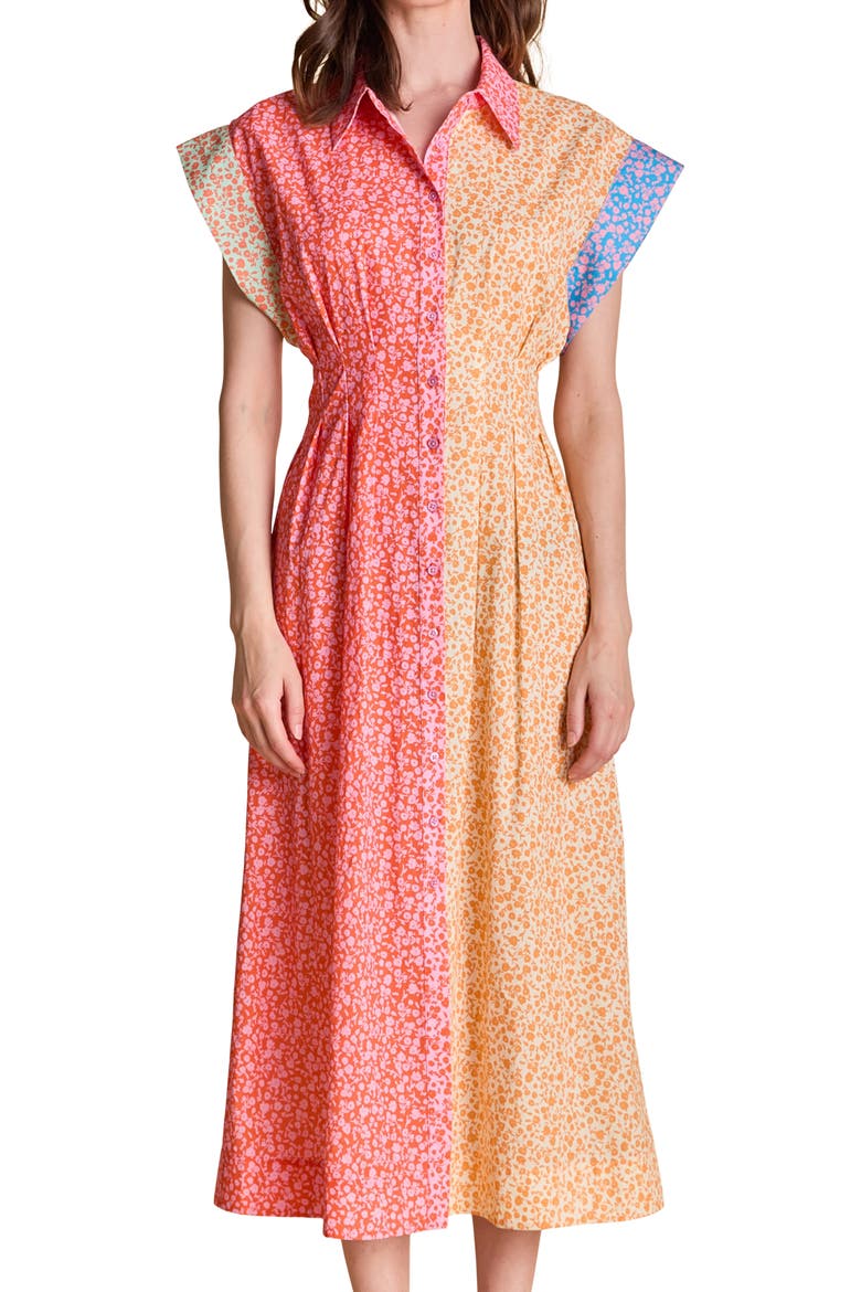Colorblock Shirtdress, Alternate, color, ORANGE MULTI