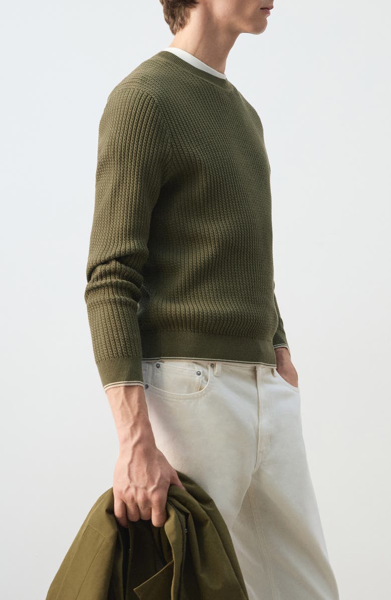 MANGO Fine Knit Sweater, Alternate, color, Olive Green