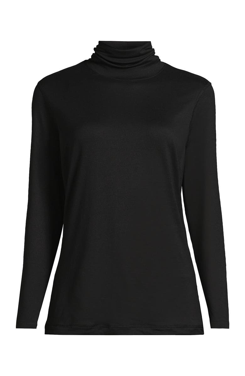 Lands' End Baselayer Cozy Thermaskin Turtleneck Top, Alternate, color, Black