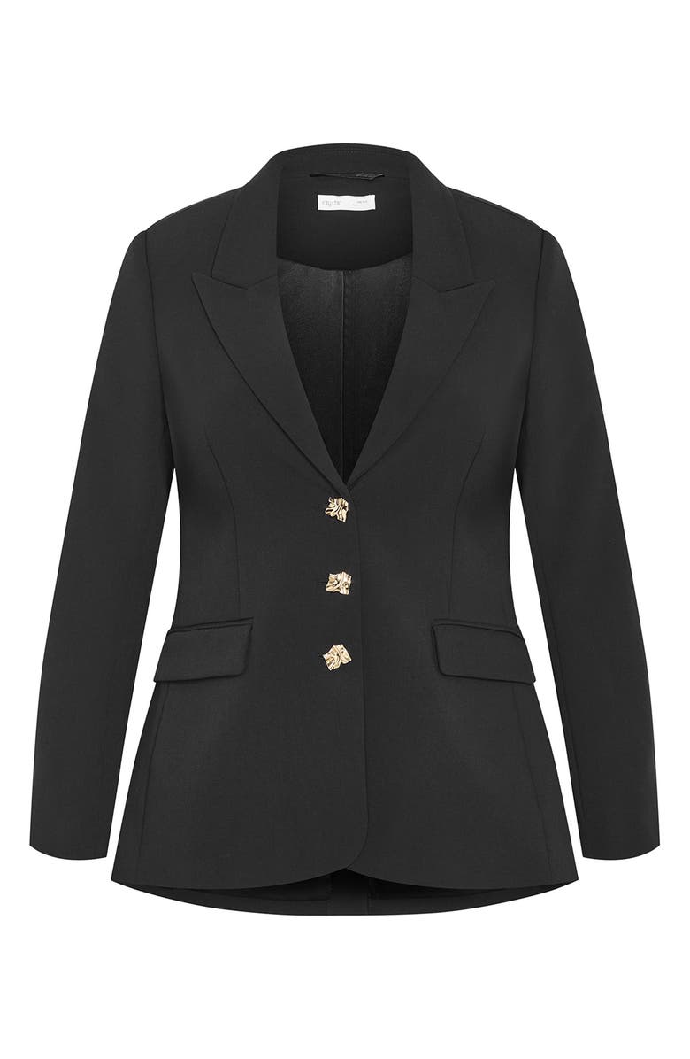 City Chic Alexi Peak Lapel Blazer, Alternate, color, Black