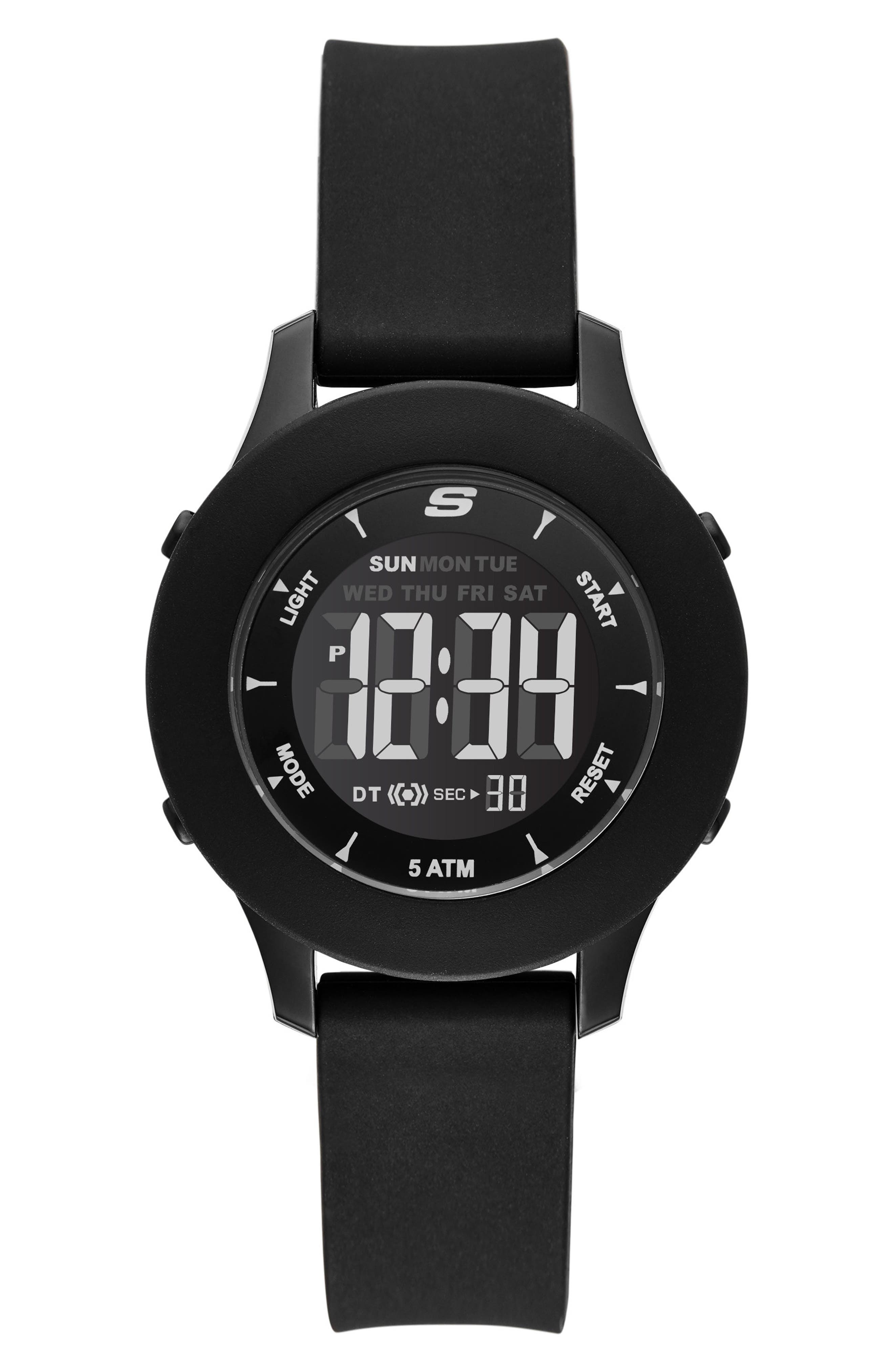 Rosencrans Digital Silicone Strap Watch, 37mm