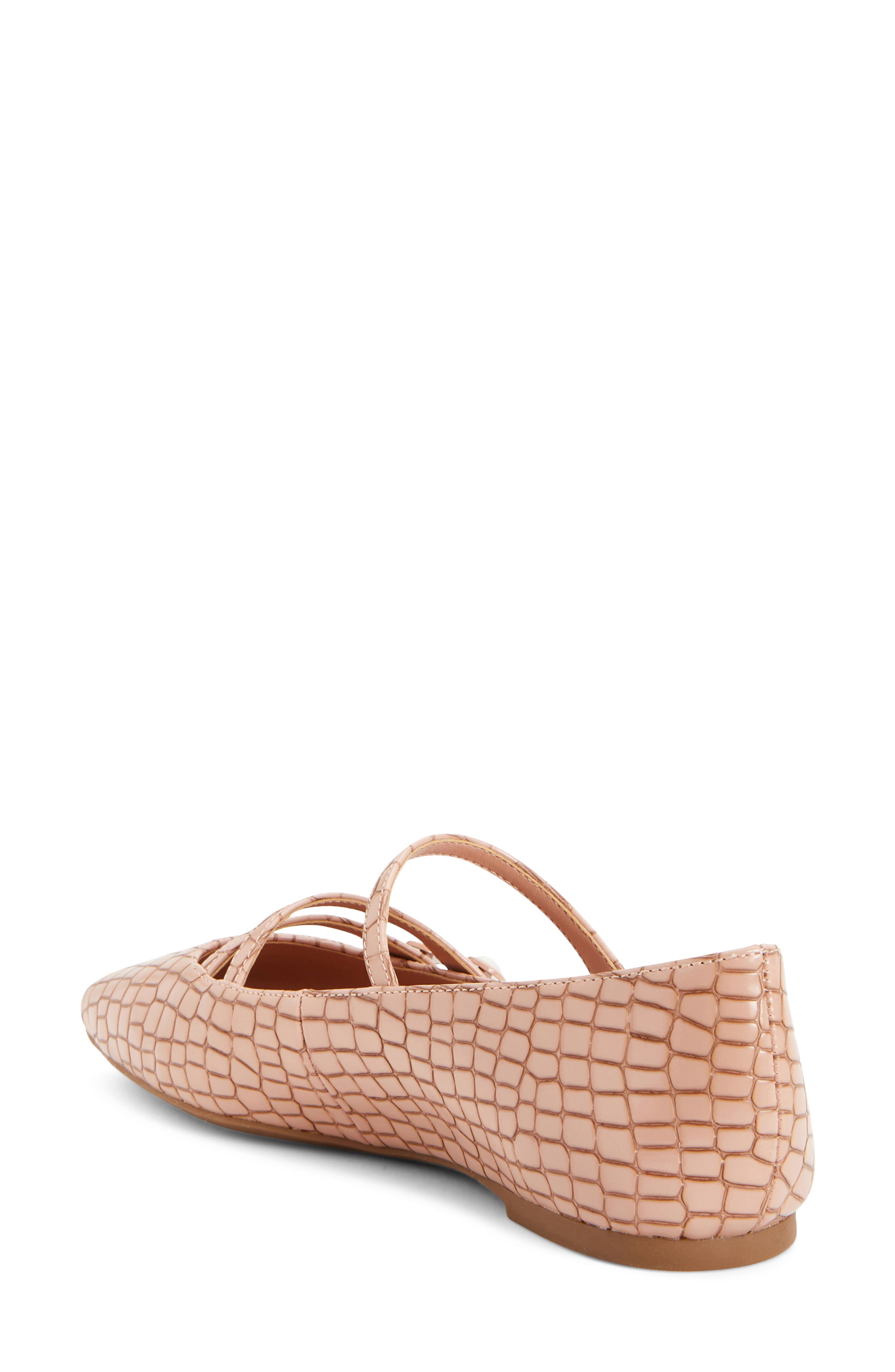 The Evie Croc Embossed Button Flat, Alternate, color, BUTTERSCOTCH