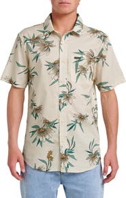 Quiksilver Costal Flora Classic Fit Floal Short Sleeve Cotton Button-Up Shirt