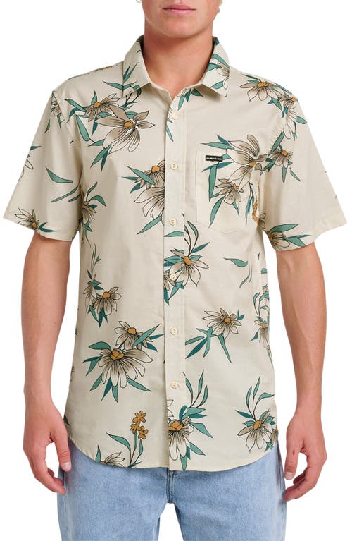 Quiksilver Costal Flora Classic Fit Floal Short Sleeve Cotton Button-up Shirt In Neutral