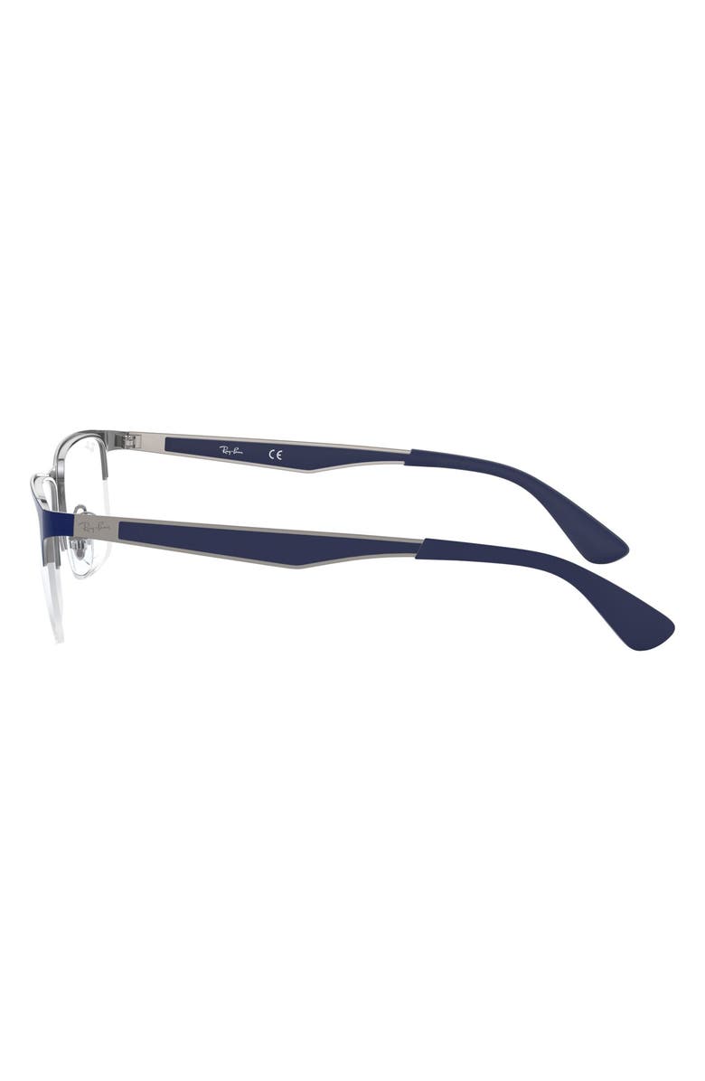 Ray-Ban 54mm Semi Rimless Rectangular Optical Glasses, Alternate, color, Navy