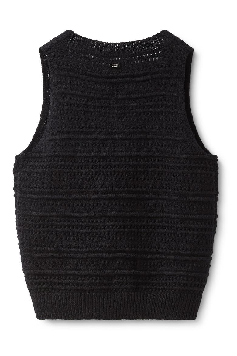 Open Knit Vest, Alternate, color, BLACK